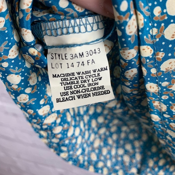 VINTAGE ALYSSA CARR Shirt Button-down with Blue Cotton Print - Picture 6 of 11